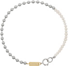 IN GOLD WE TRUST PARIS Silver Pearl & Ball Chain Necklace