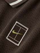 Nike Tennis - NikeCourt Heritage Logo-Appliquéd Cotton-Blend Mesh Polo Shirt - Brown