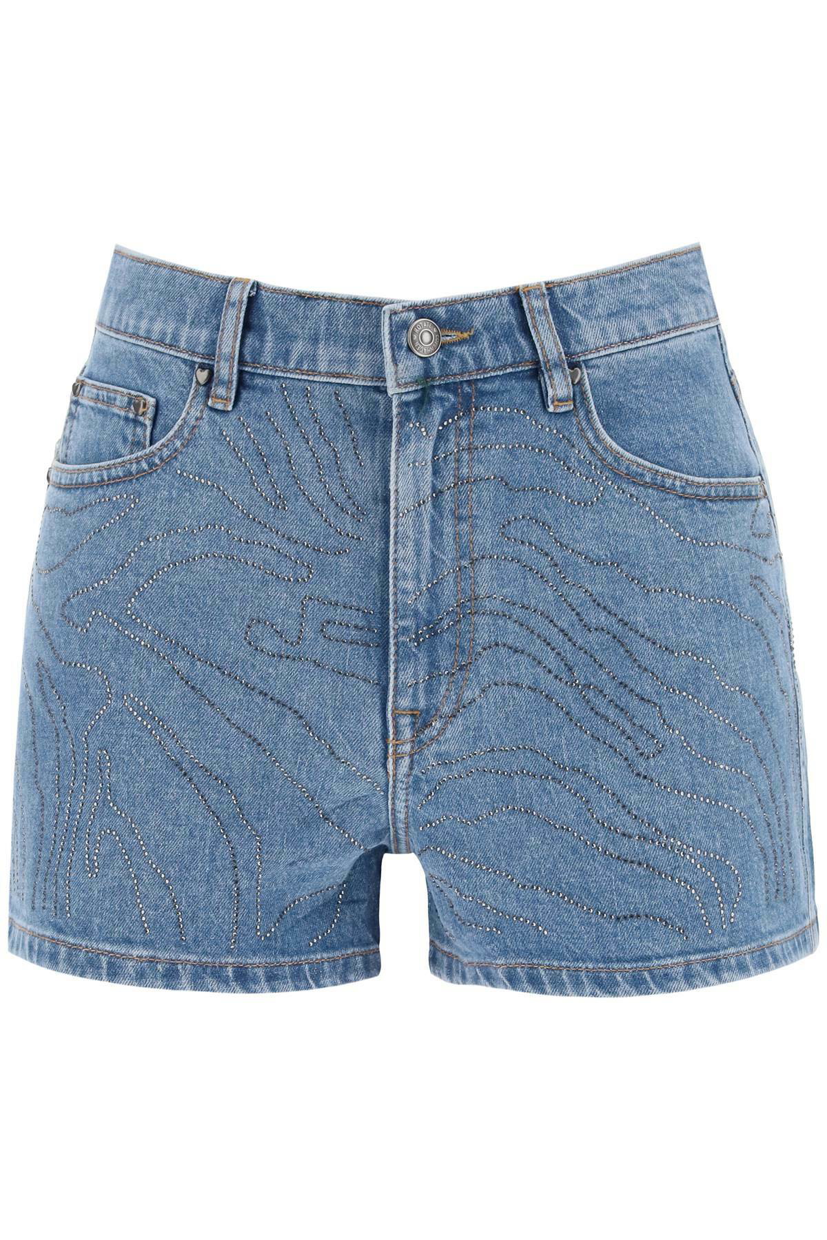 ショーツ ROTATE DENIM SHORTS ROTATE denim shorts with rhinestone Blue ROTATE Birger
