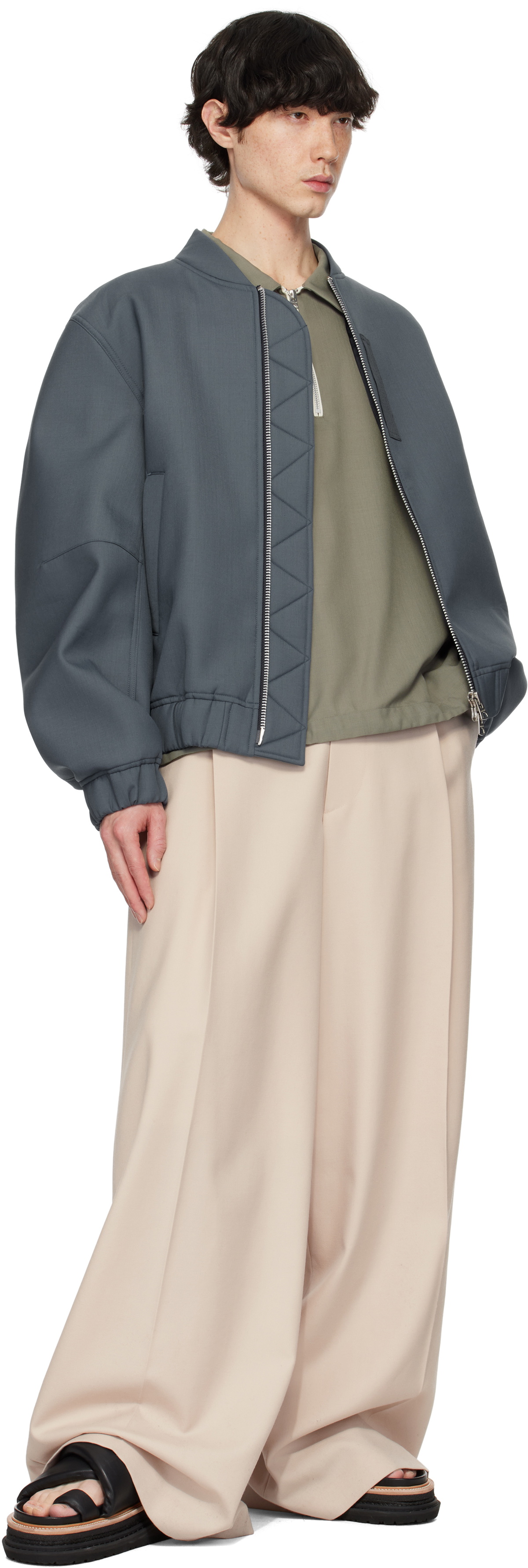 sacai Blue Suiting Bonding Bomber Jacket Sacai