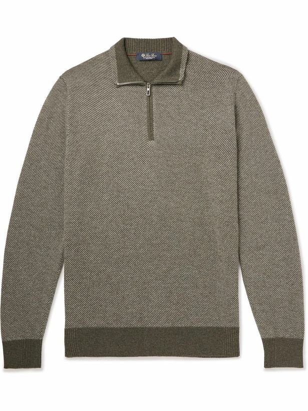 Photo: Loro Piana - Roadster Striped Cashmere Half-Zip Sweater - Green