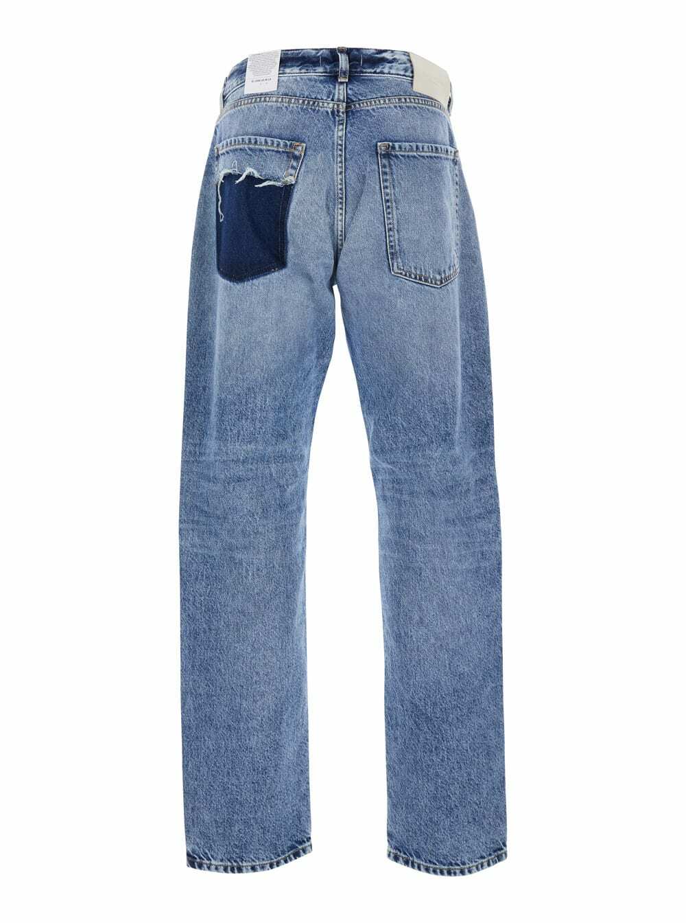 Icon Denim Light Blue Jeans With Belt Loops And Logo Patch On The Rear In Denim Man