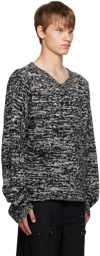 UNDERCOVER Black & White V-Neck Sweater