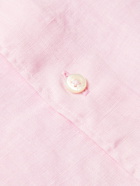 ALTEA - Grandad-Collar Linen Shirt - Pink - S
