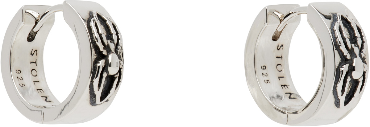Stolen Girlfriends Club Silver Spider Huggie Earrings