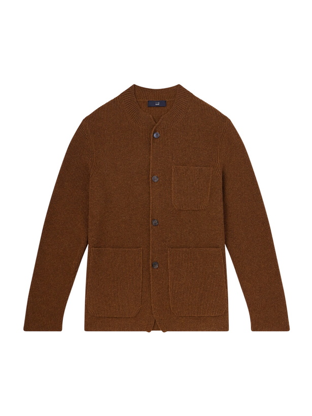Photo: Dunhill - Ribbed Camel Wool, Wool and Cashmere-Blend Cardigan - Brown