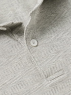 Peter Millar - Harris Herringbone Stretch-Cotton and Modal-Blend Polo Shirt - Gray