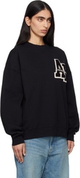 ANINE BING Black Miles Oversized Letterman Sweatshirt