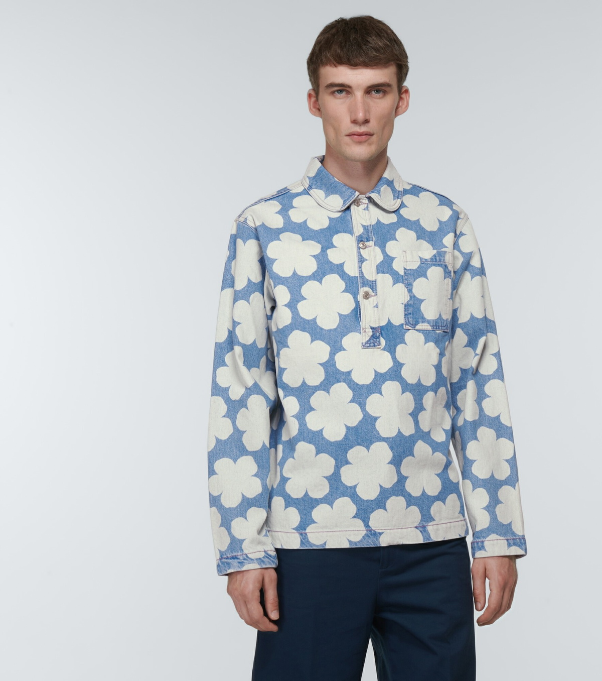 Dolce & Gabbana - White Flower Print Poplin Tie Front Shirt