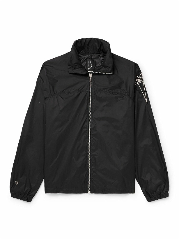 Photo: Rick Owens - Champion Mountain Embroidered Recycled-Shell Jacket - Black