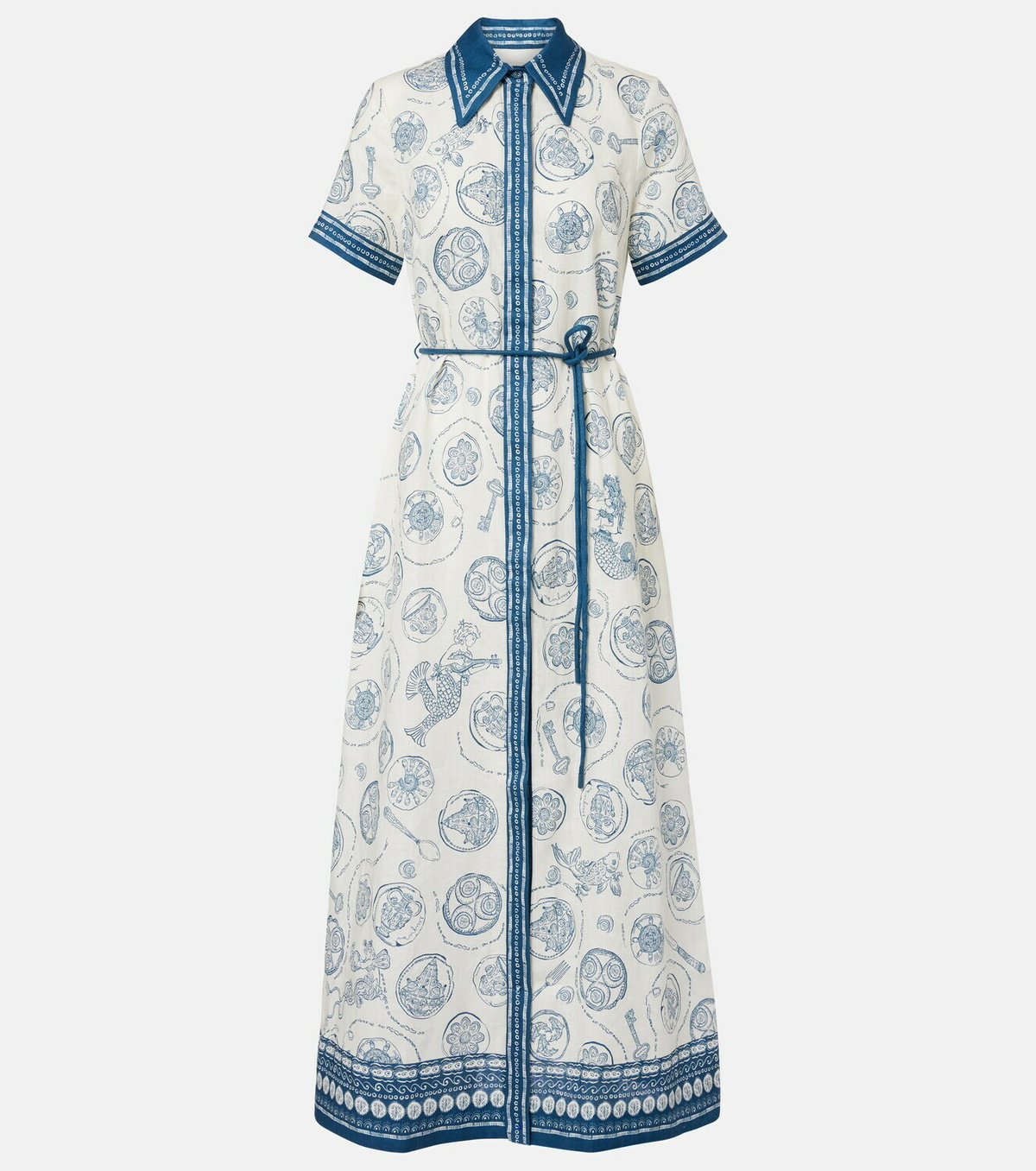 Alémais Lucky belted printed linen shirt dress