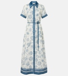 Alémais Lucky belted printed linen shirt dress