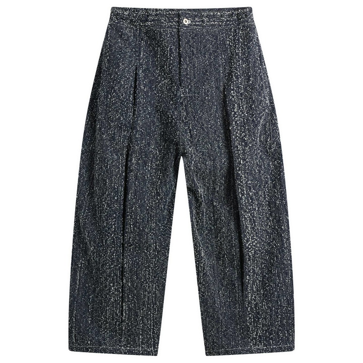 Photo: Sage Nation Men's Box Pleat Needle Punch Denim Jeans in Indigo Needle Punch