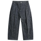 Sage Nation Men's Box Pleat Needle Punch Denim Jeans in Indigo Needle Punch