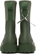 Off-White Green Rubber Neoprene Chelsea Boots