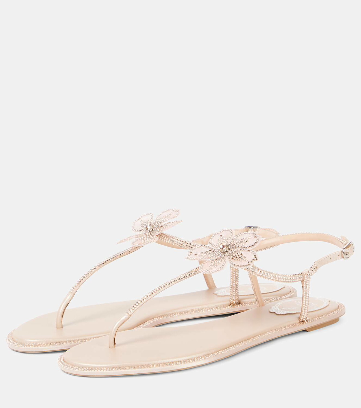 Rene Caovilla Embellished satin thong sandals