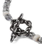 M.Cohen - Oxidised Sterling Silver and Coral Beaded Wrap Bracelet - Silver