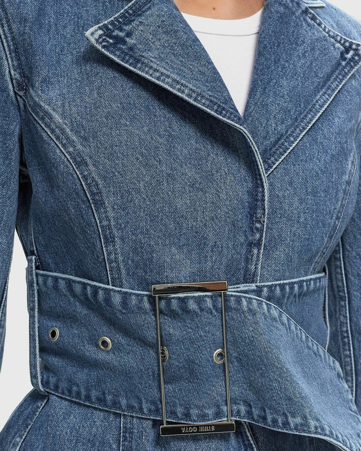 Stine Goya Belted Tailored Jacket Blue Denim Jackets Stine Goya