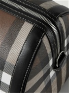 Burberry - Leather-Trimmed Checked E-Canvas Weekend Bag