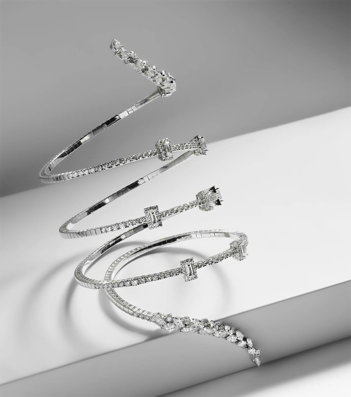 Yeprem Y-Couture 18kt white gold bangle with diamonds