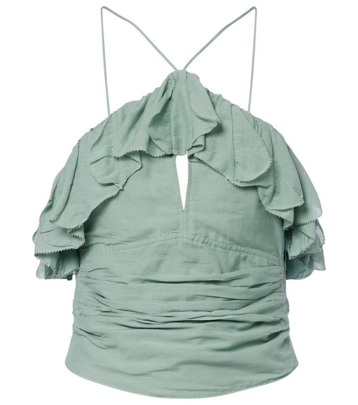 Photo: Marant Etoile Djimia halterneck cotton-blend voile top