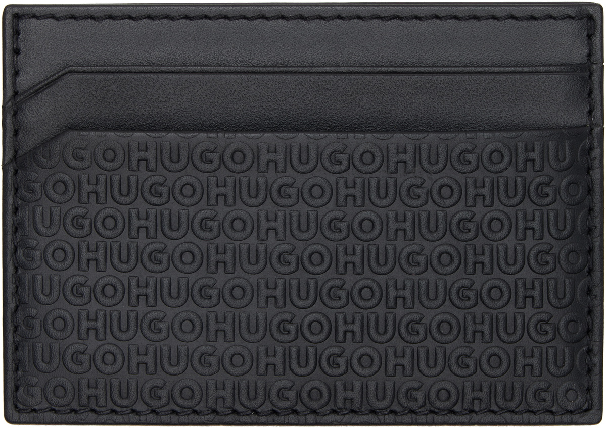 Hugo Black Embossed Logo Card Holder