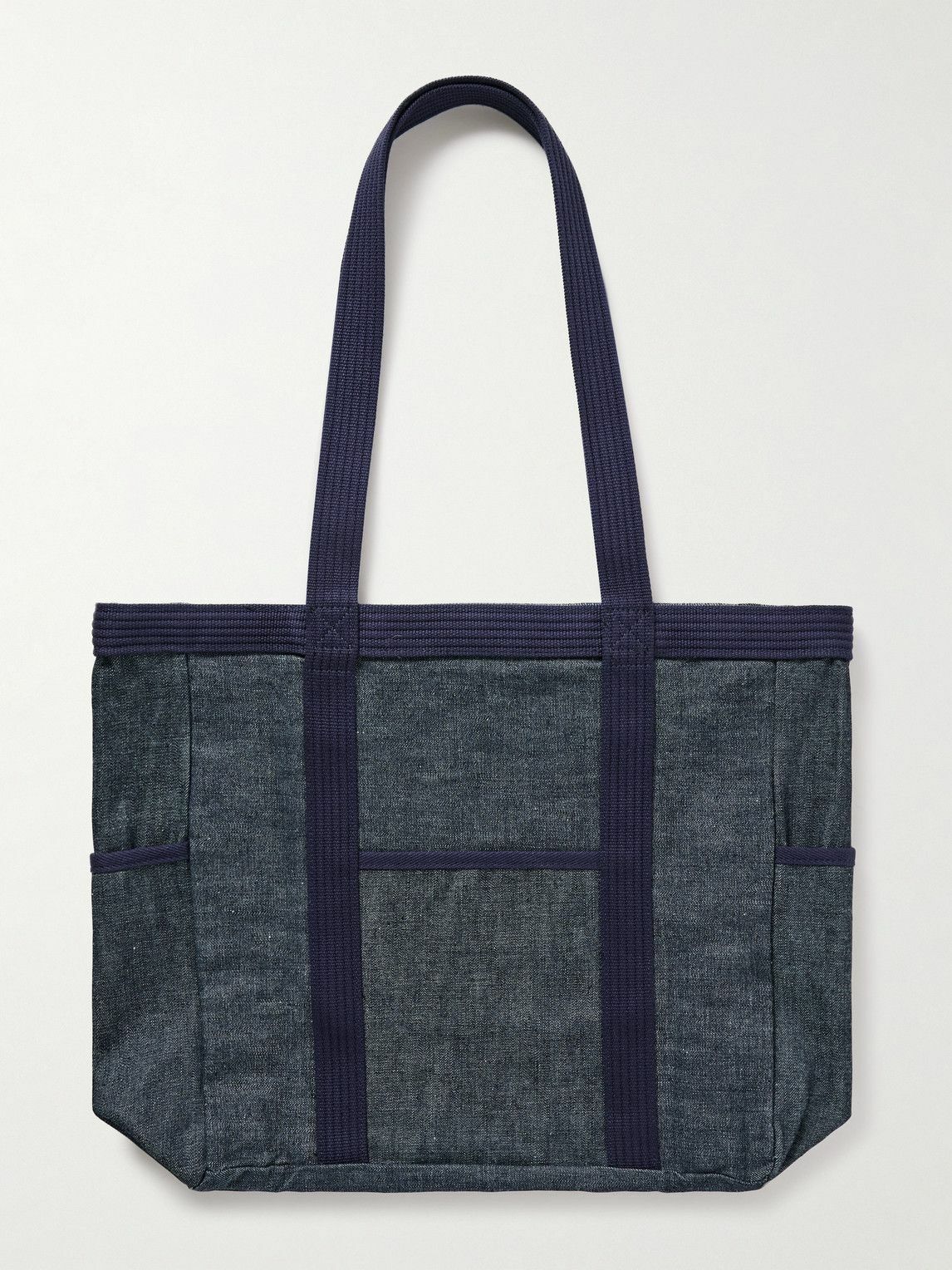 Neighborhood - Canvas-Trimmed Logo-Print Denim Tote Bag