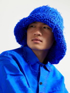 AIREI - Distressed Knitted Silk Bucket Hat - Blue