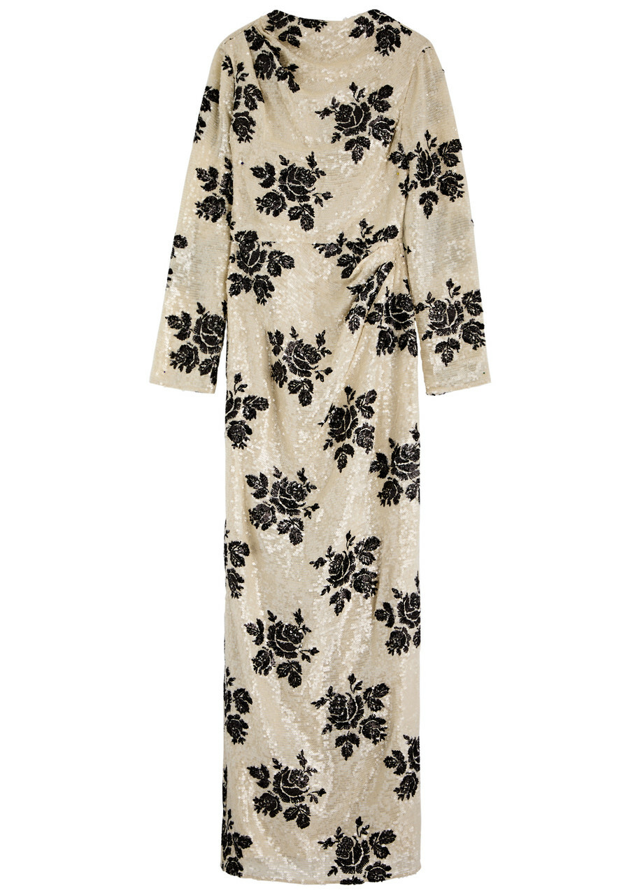 strapless open back dress Embroidered Heavy Satin Sleeveless Midi Dress