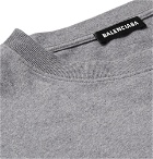 Balenciaga - Embroidered Printed Mélange Cotton-Jersey T-Shirt - Gray