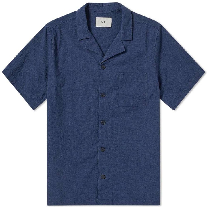 Photo: Folk Short Sleeve Soft Collar Shirt Blue