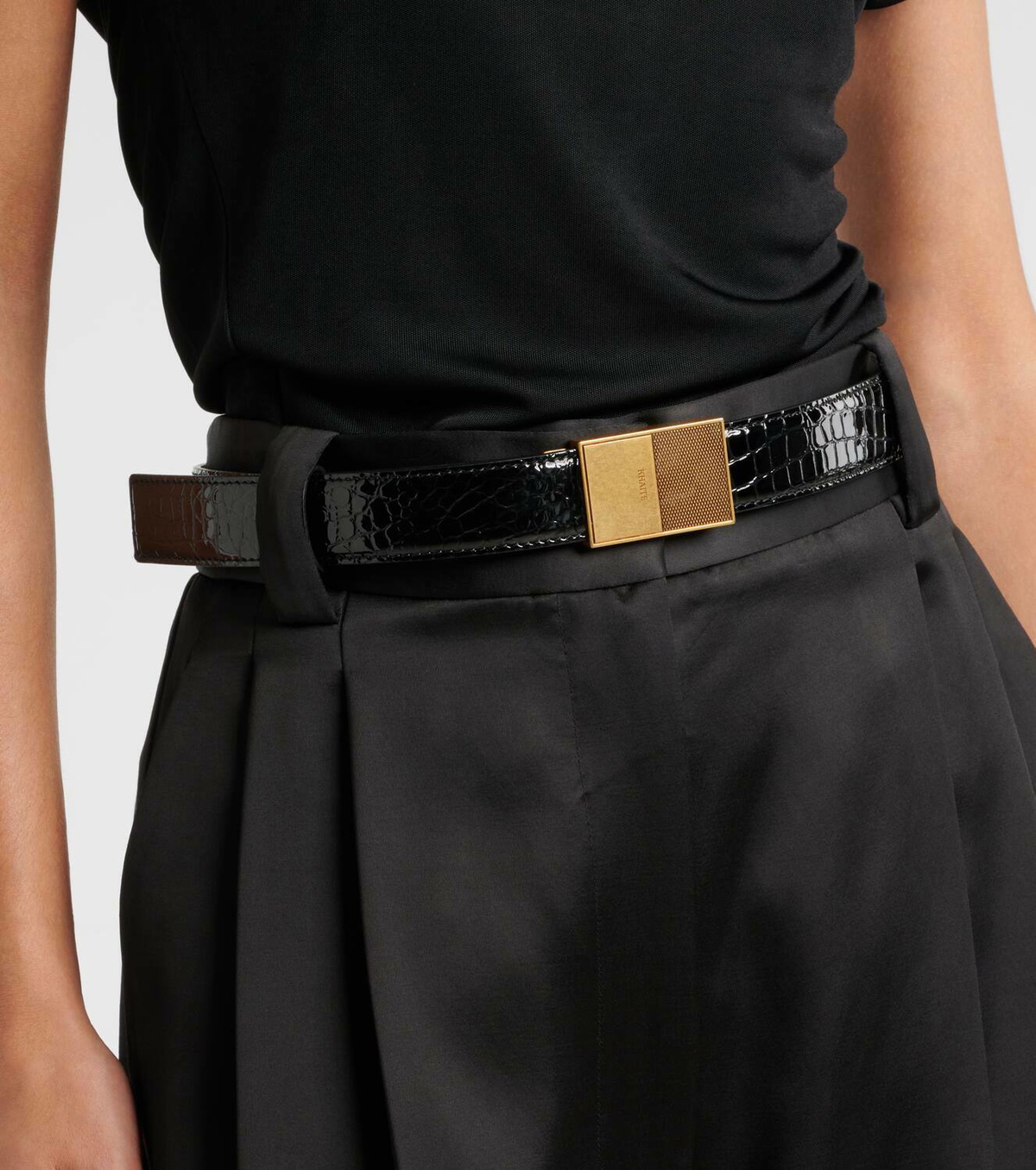 KHAITE Elio croc-effect patent-leather belt 75 NWT Khaite Elio croc-effect leather belt Khaite main image 4