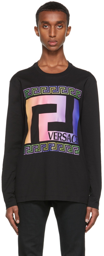 Photo: Versace Black Neon Greca Long Sleeve T-Shirt