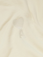 AMI PARIS - Logo-Embroidered Organic Cotton-Jersey Hoodie - Neutrals