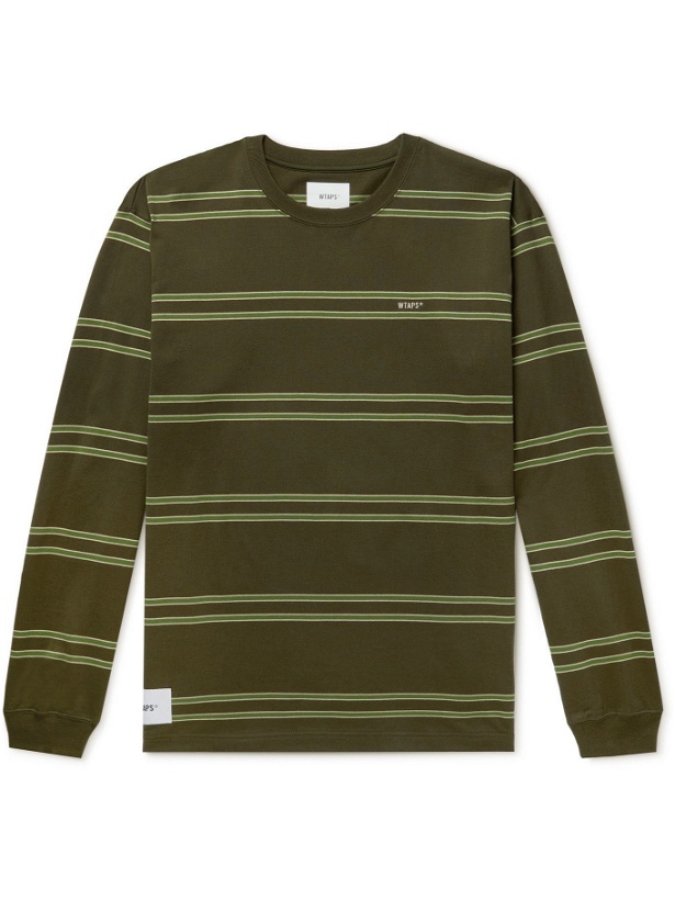 Photo: WTAPS - Striped Cotton-Jersey T-shirt - Green