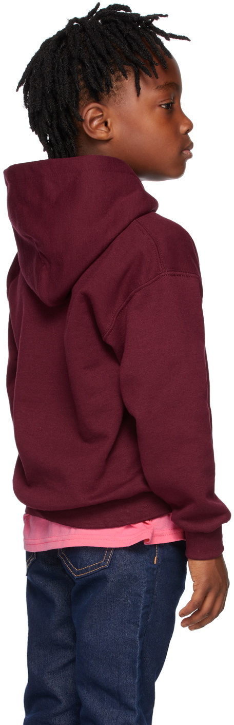 OOOF SSENSE Exclusive Kids Burgundy Puff Logo Hoodie
