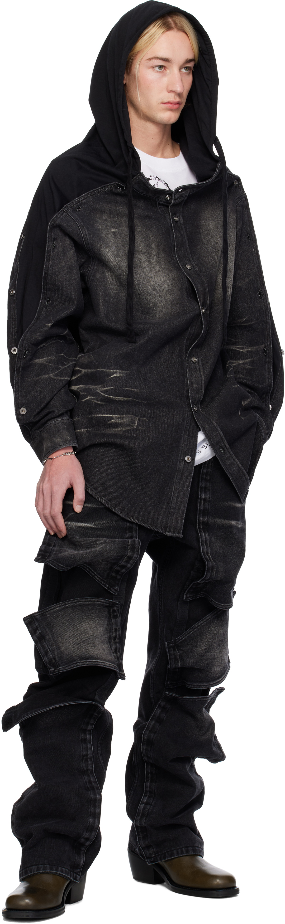 Y/Project Black Insert Hood Denim Shirt Y/Project