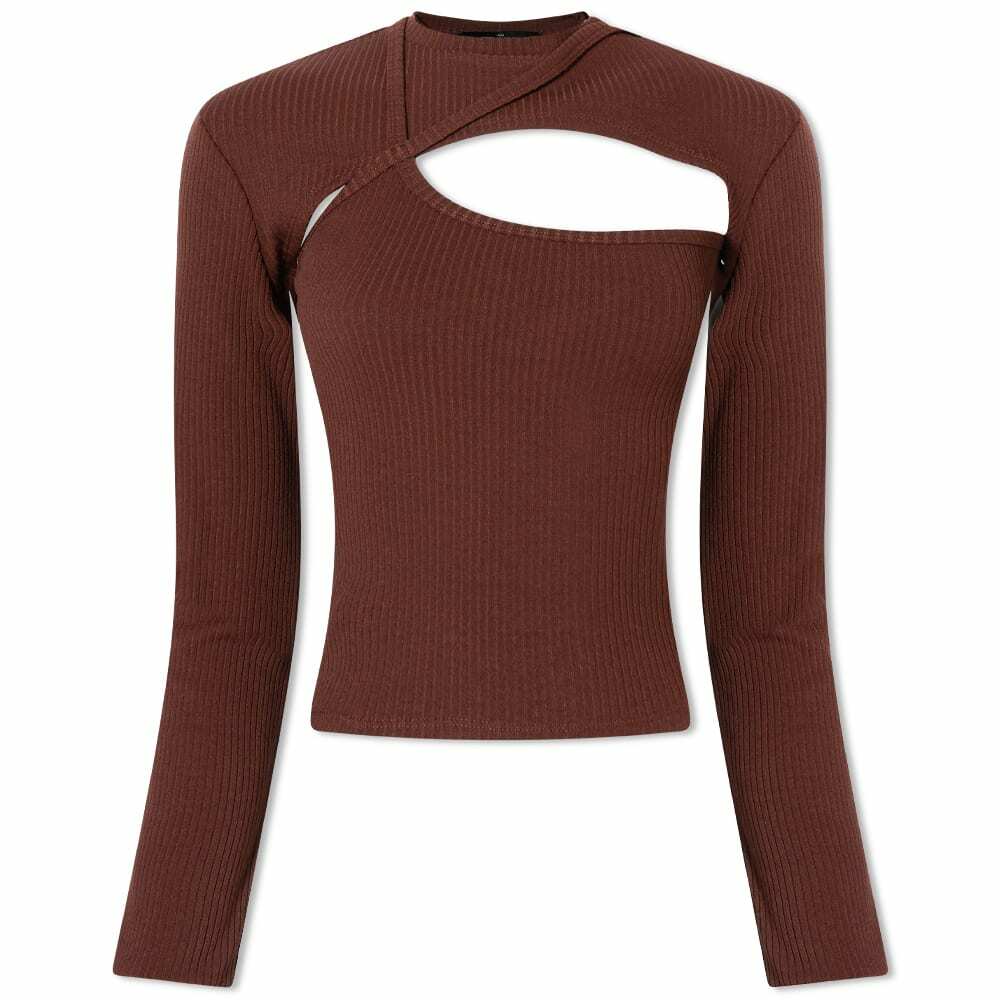 Rokh Women's Strap Jersey Top With Sleeves in Maroon Rokh