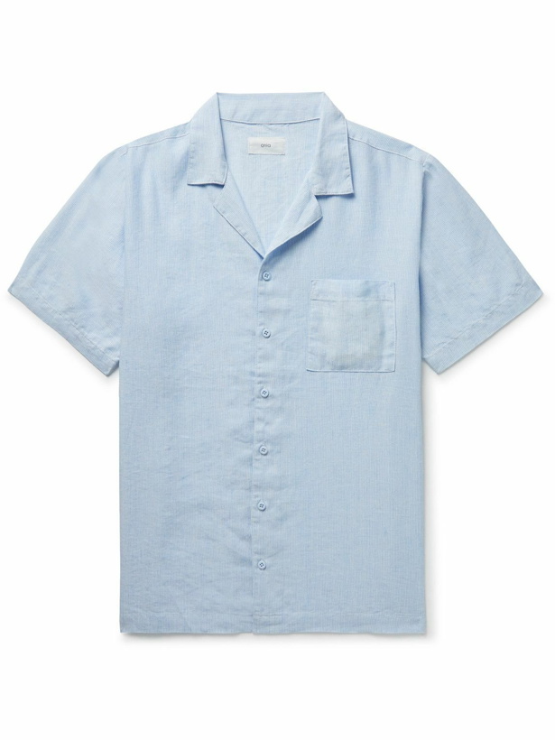 Photo: Onia - Camp-Collar Striped Linen-Blend Shirt - Blue