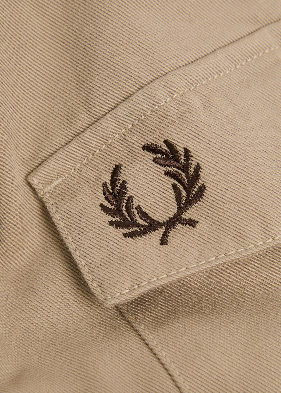 Fred Perry Logo-embroidered Cotton-twill Overshirt Cream