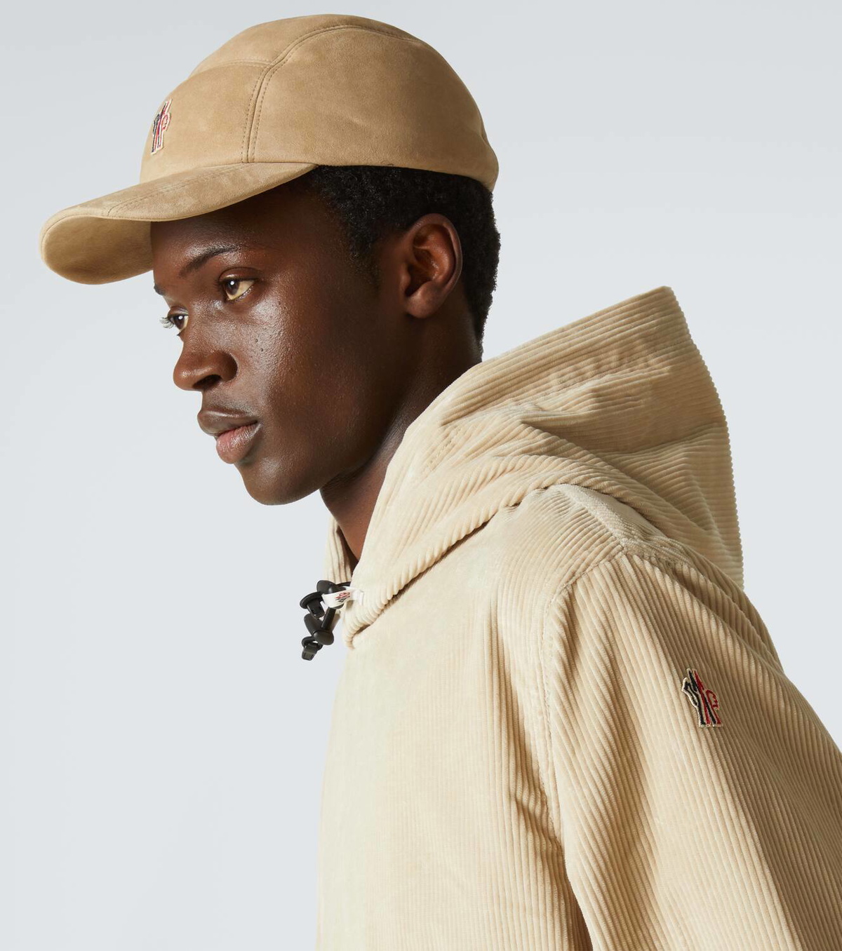 Moncler Grenoble Logo shearling-lined leather baseball cap