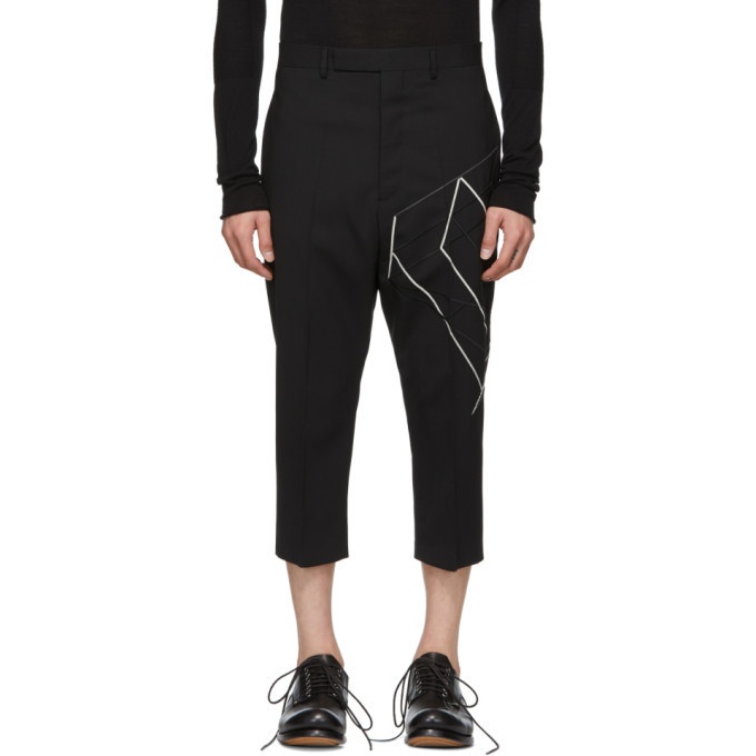 Photo: Rick Owens Black Embroidered Cropped Astaires Trousers
