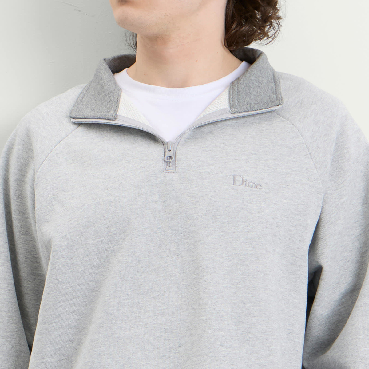 Dime Men's Classic Terry Quarter Zip Sweatshirt in Heather Gray