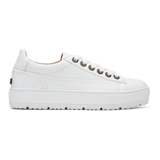 Sander White Leather Platform Sneakers Jil Navy