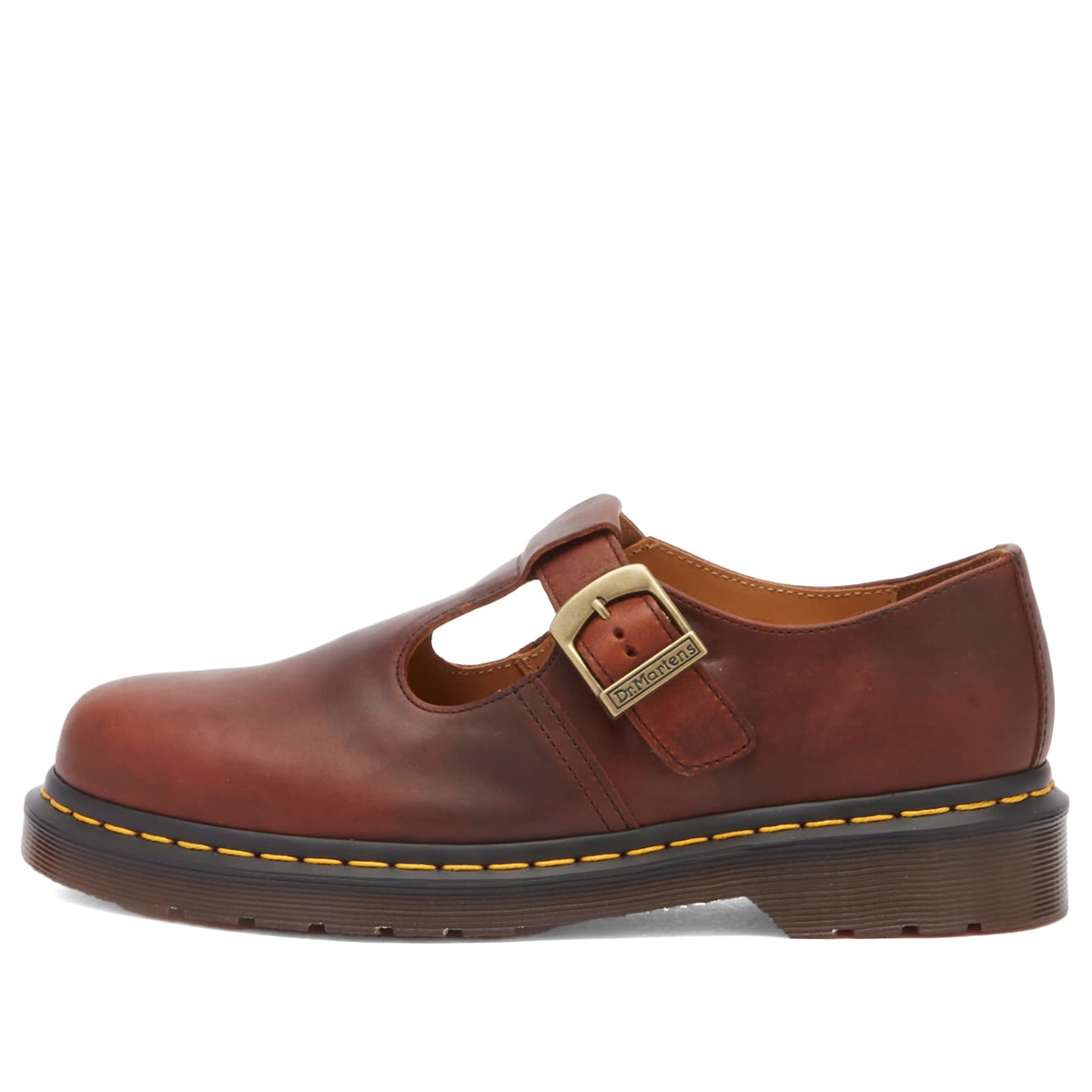 Dr. Martens Women's T-Bar Shoe Whiskey Regency Calf in Brown Dr