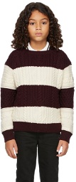 Burberry Kids Burgundy & White Cable Knit Sweater