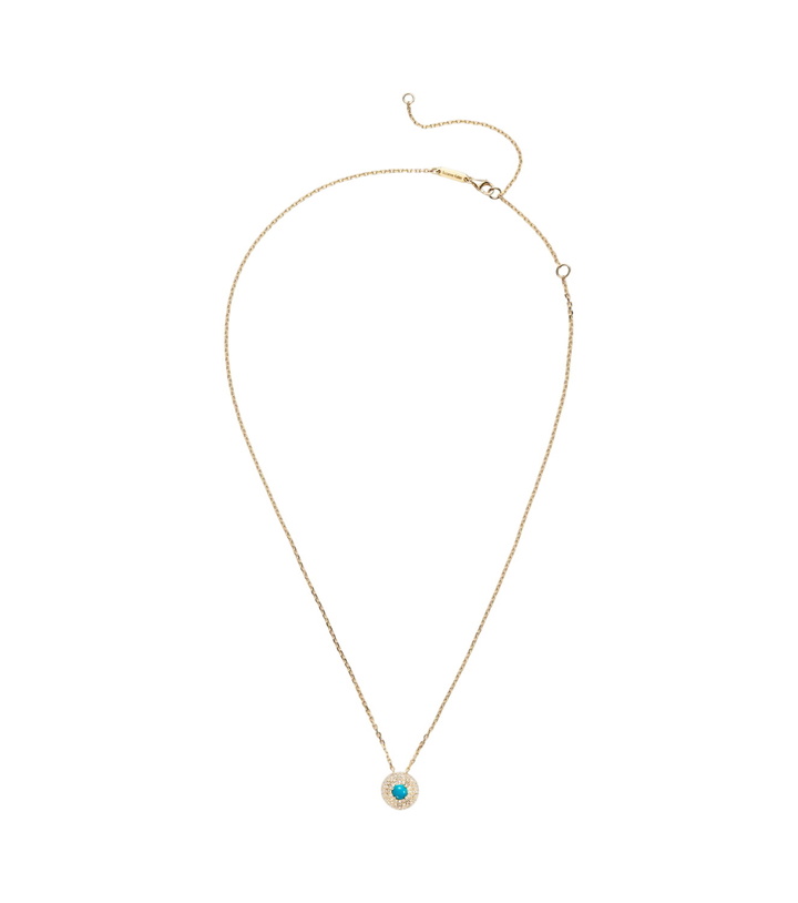 Photo: Suzanne Kalan Evil Eye 18kt gold pendant necklace with diamonds and turquoise