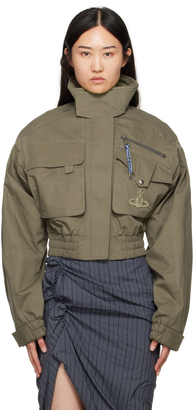 Vivienne Westwood クロップドジャケット 40 Vivienne Westwood Khaki Memphis Cropped Jacket Vivienne Westwood