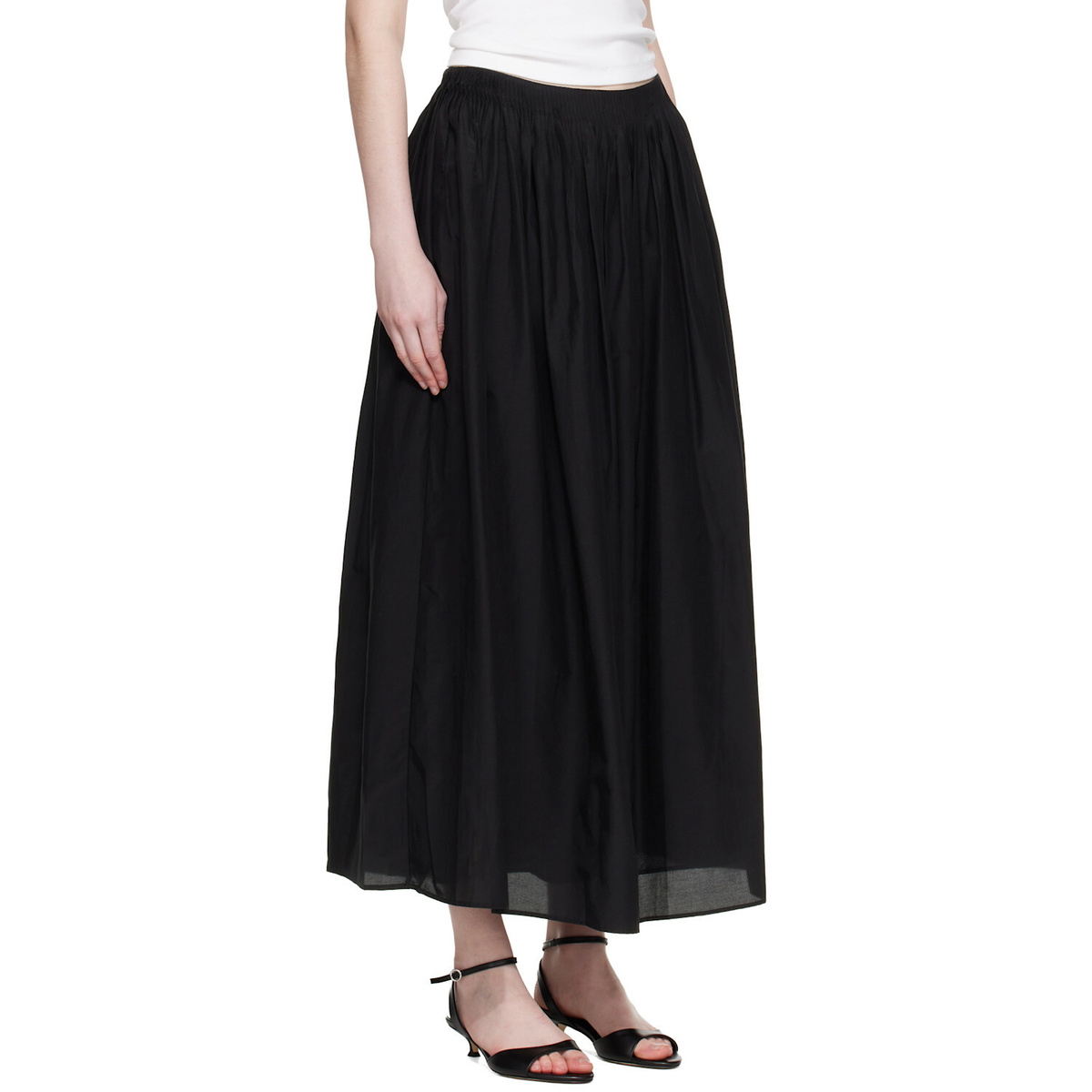 Loulou de Saison Black Naya Gathered Maxi Skirt