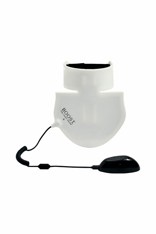 Photo: THE LIGHT SALON white eco-leather led neck and décolleté band with red light White
